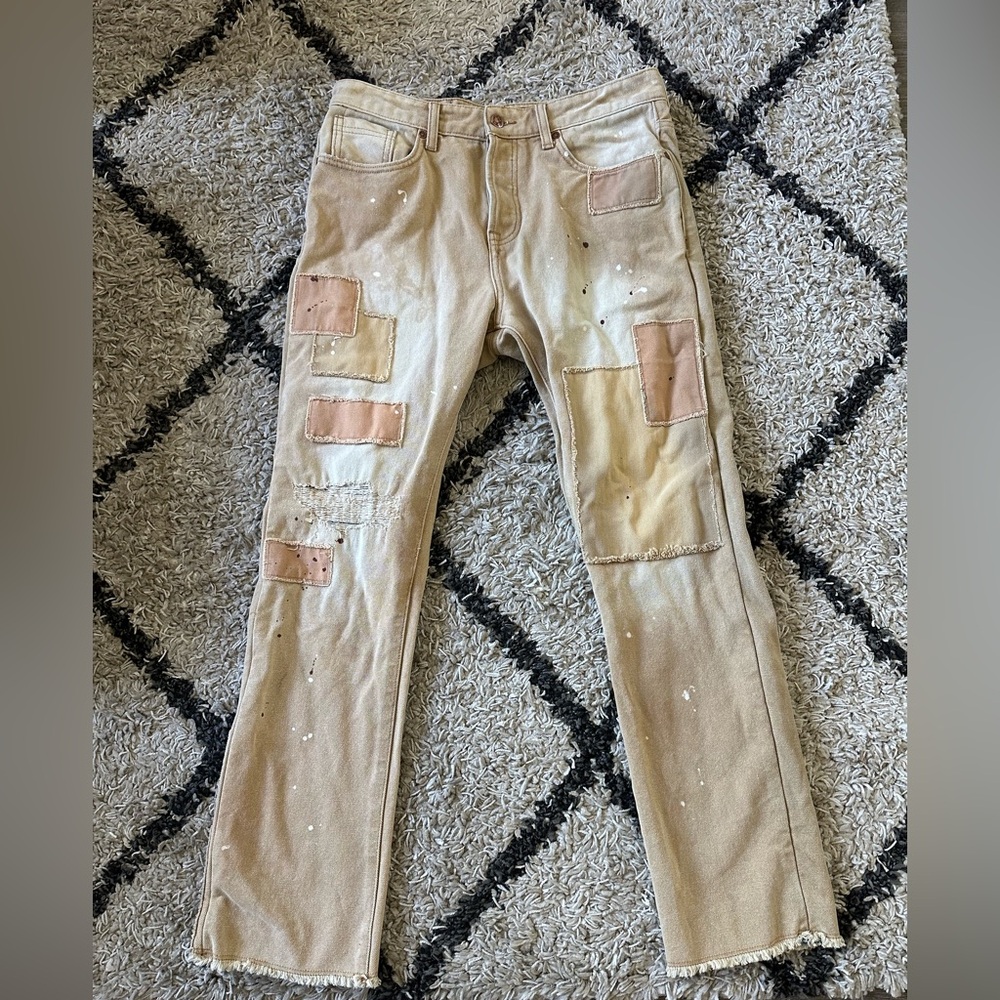 Billionaire Boys Club Beige tan patch denim